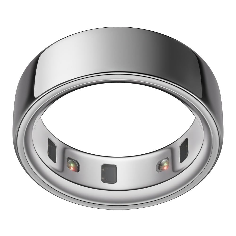 Oura Smart Ring 4 - Silver - Size 8 - | Non-Standard Fit – Measure with a Size Kit |Sleep, Heart Rate and Fitness Tracking Wearable | 8-Day Battery, iOS / Android Compatible