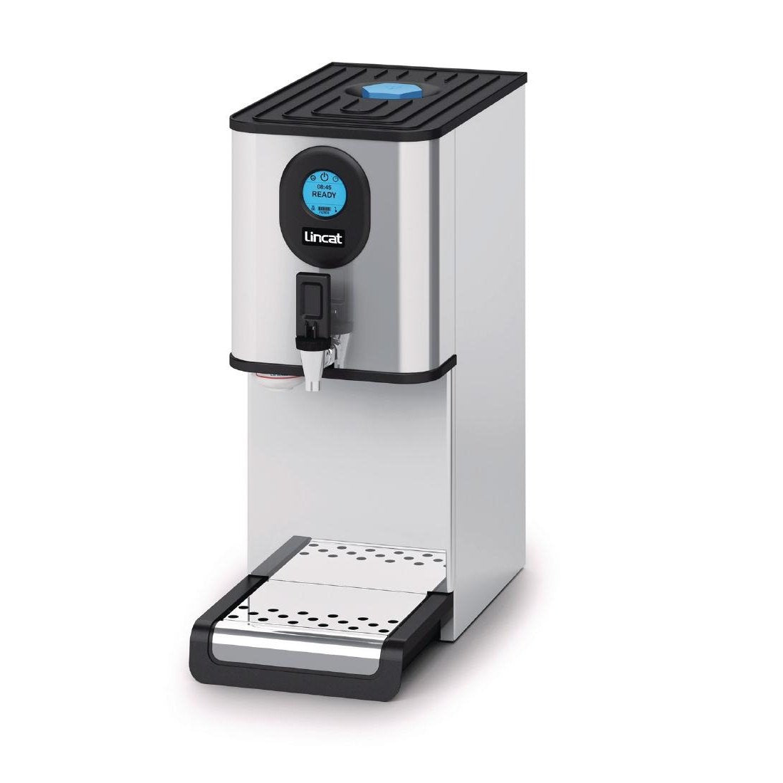 Lincat 3 kW Automatic Water Boiler 11 Litre EB3FX, Black & Stainless Steel, Features FilterFlow, 31 Litre/hr Output, Size: 596(H) x 250(W) x 525(D)mm, Temperature Range: 70 to 98C, CS570