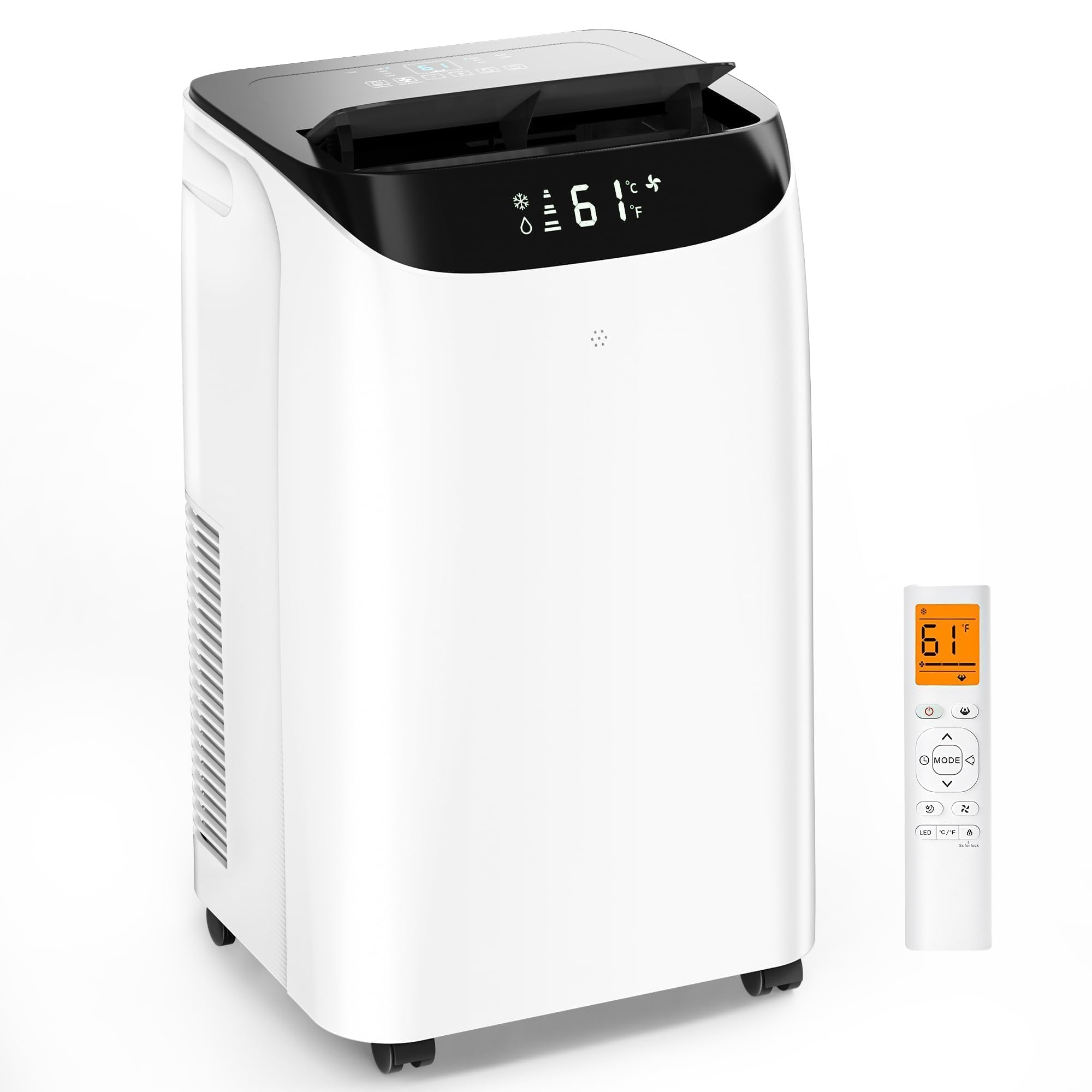 14000 BTU Portable Air Conditioners, Cools Up to 700 Sq.Ft, Free standing AC Unit, Cooling, Dehumidifier, Fan, Sleep Mode, Remote Control & Installation Kit, White