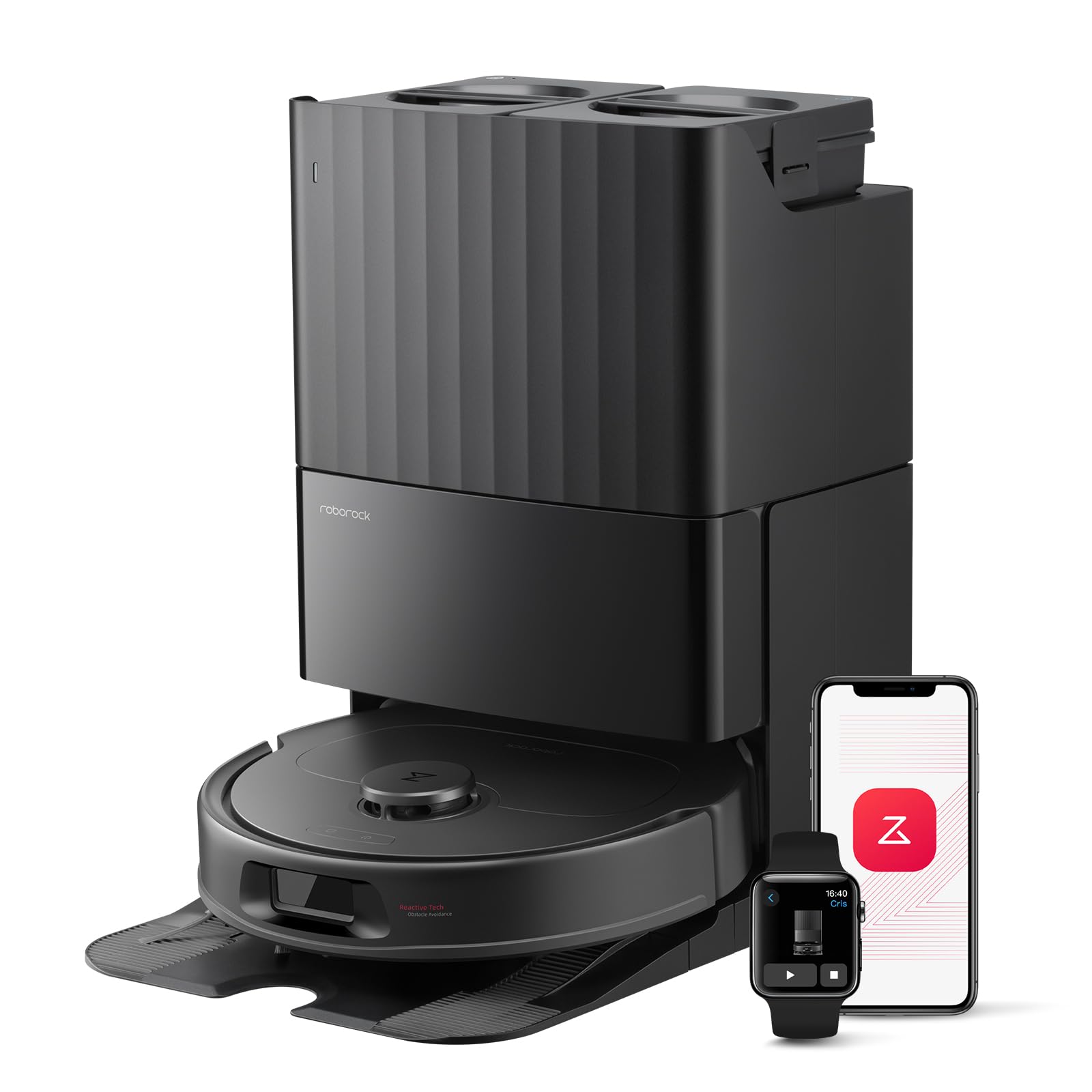 roborock Qrevo Series Robot Vacuum Cleaner with Mop, 10,000Pa Suction, Upgraded from Qrevo S, Dual Anti-Tangle Brushes, Smart Obstacle Avoidance, Auto Mop Washing&Drying, All-in-One Dock,Black(QV 35S)