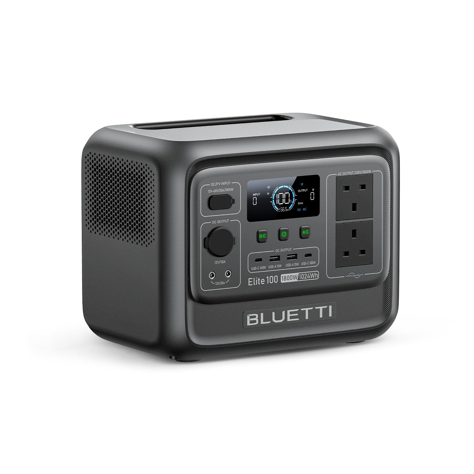 BLUETTI Elite 100 V2 Portable Power Station, 1024Wh LFP Battery Backup w/ 2 1800W AC Outlets (3600W Surge), 35% Smaller, Solar Generator for Camping, Outages, and UPS Backup (Solar Panel Optional)