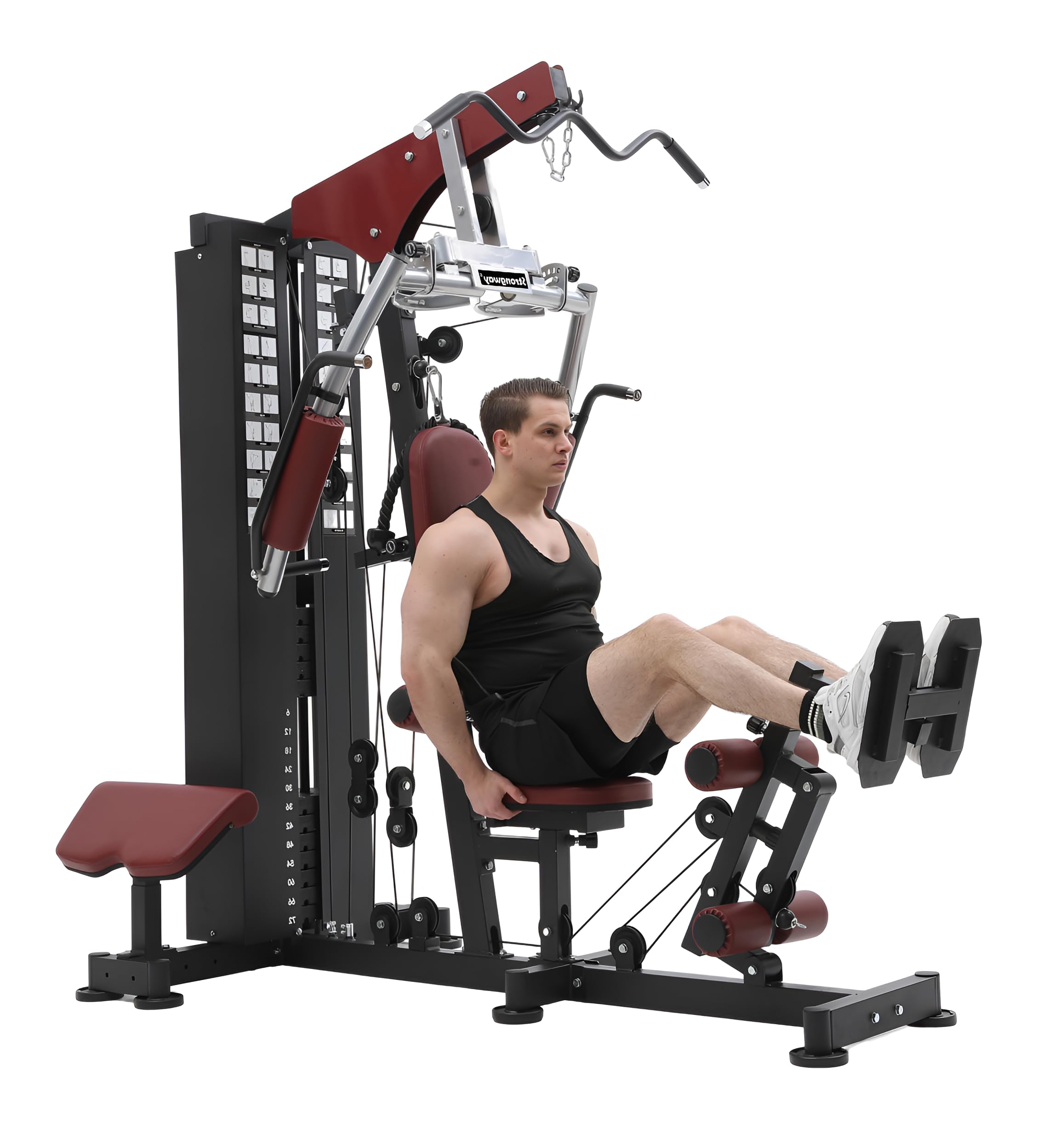 Strongway® Multi Gym with Weights 72KG 100KG Weight Stack Included - Multifunction Home Gym Cable Pulley Preacher Pad Butterfly Press Strength Training (Multi Gym with 100KG Weight Stack)
