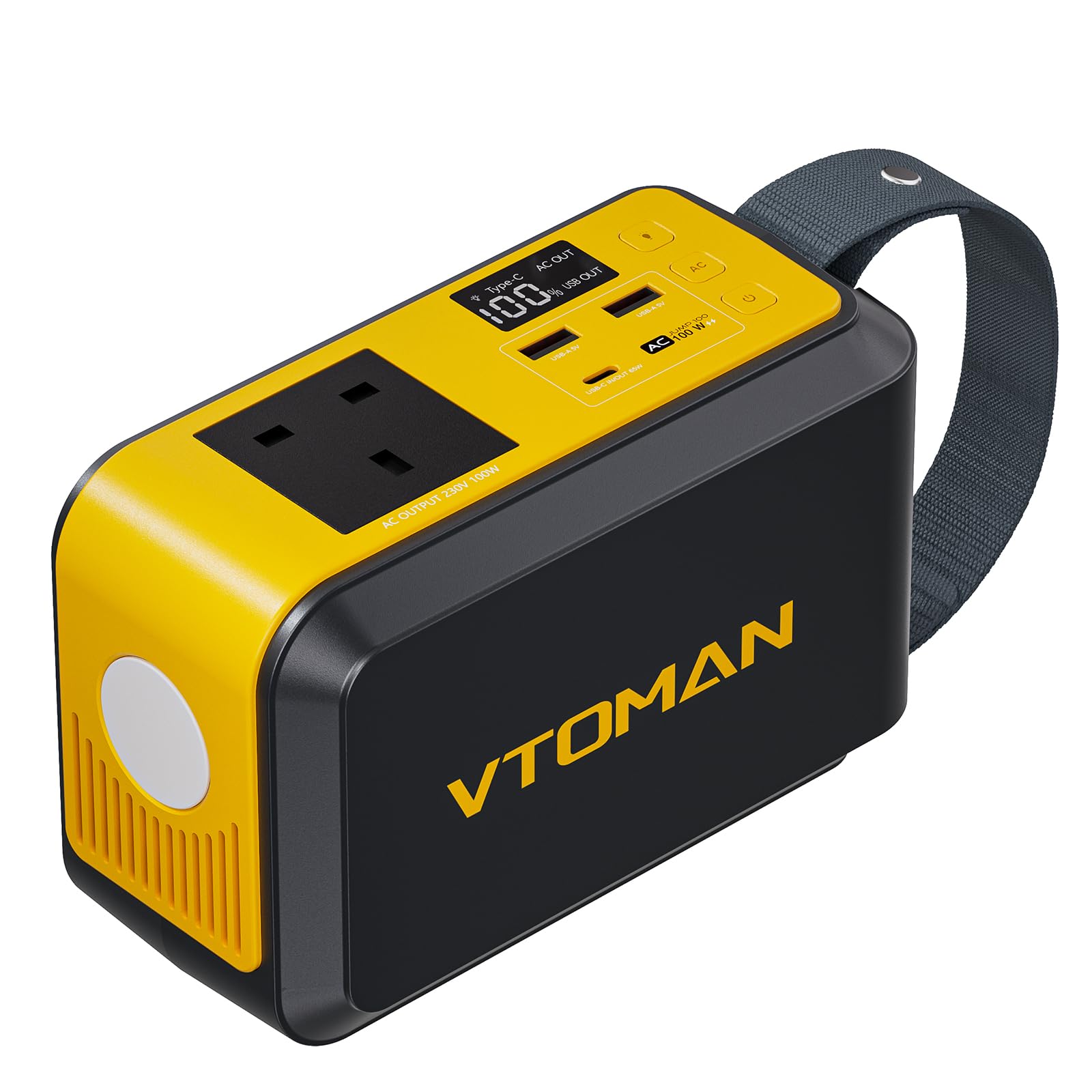 VTOMAN Jump 100 Portable Power Station 100W-89.6Wh Solar Generator LiFePO4 Battery Power Station, AC 100W(peak 200W) Outlet and PD 65W Fast Charge, Fast Charging for Camping, Emergency,Home Backup
