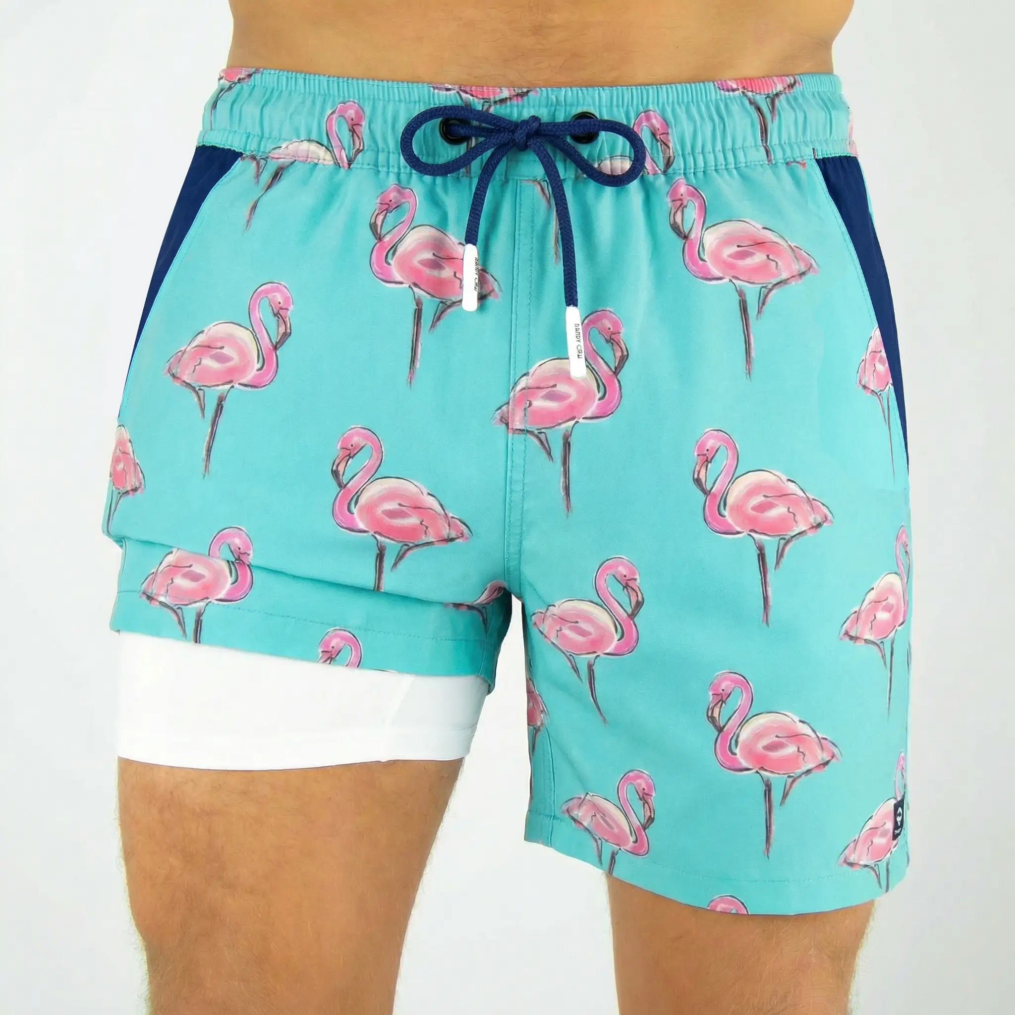 Flamingos - Blue Men's Swim Shorts