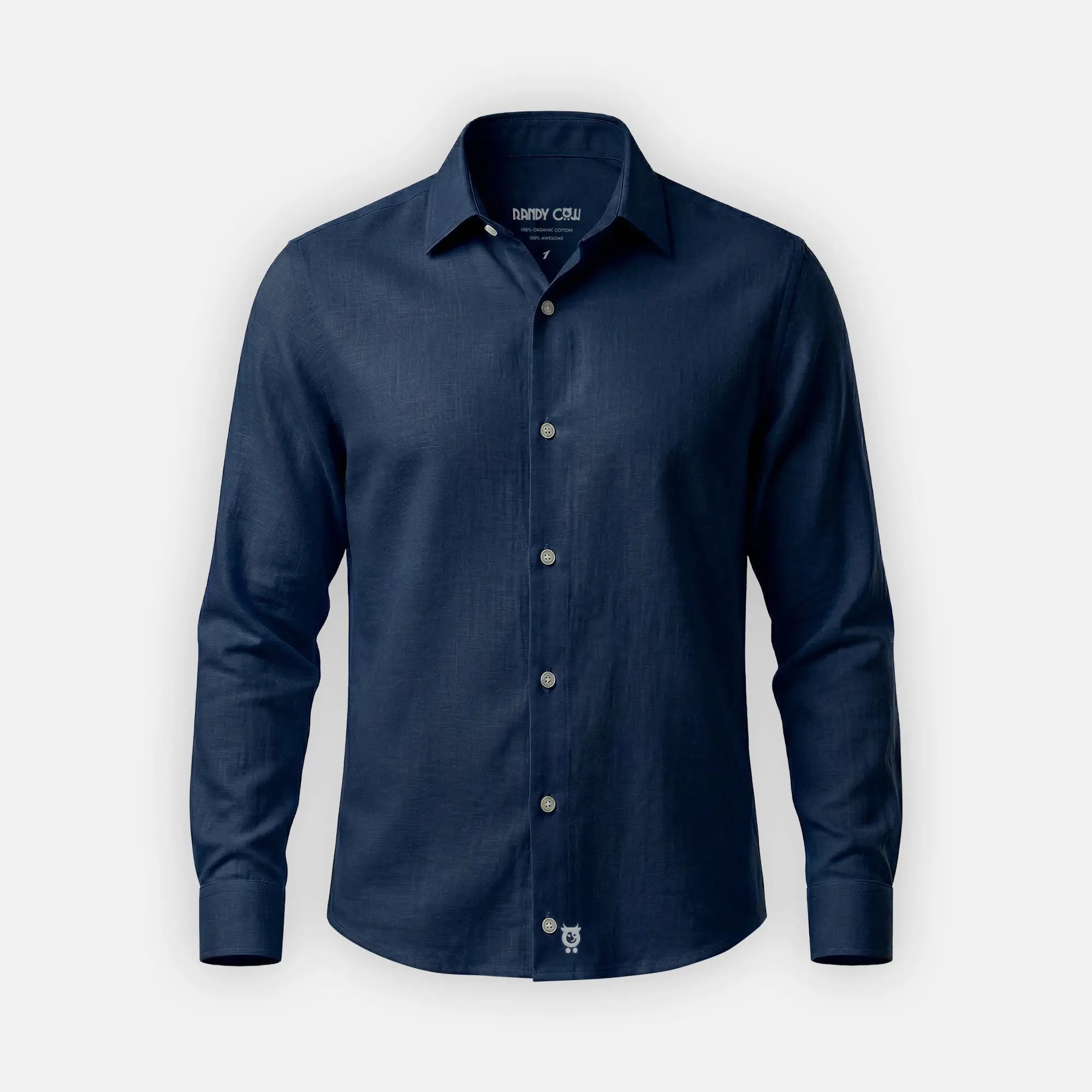 Midnight Breeze - Men's Navy Blue Linen Shirt