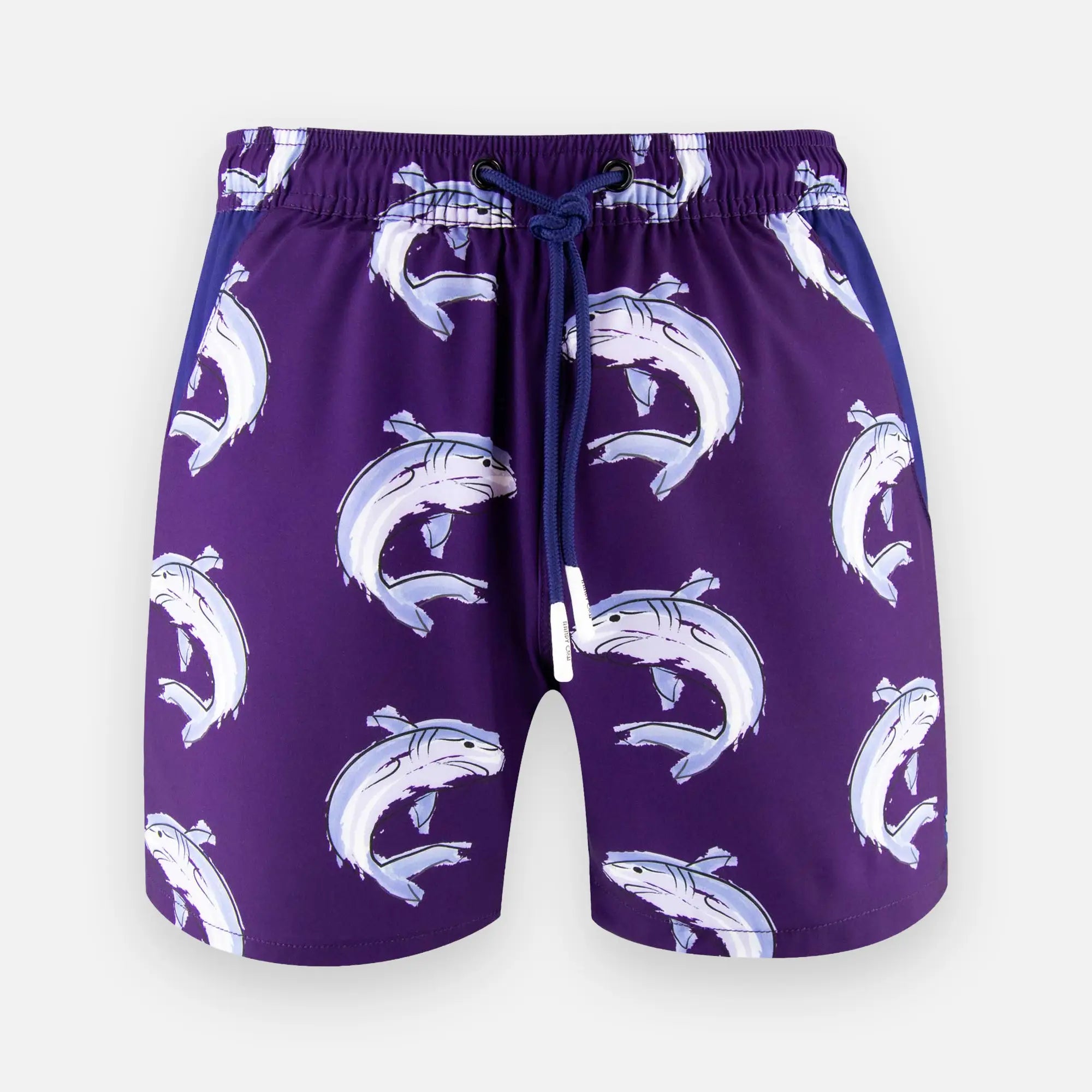 Sharks - Purple Swim Shorts with Waterproof Pocket